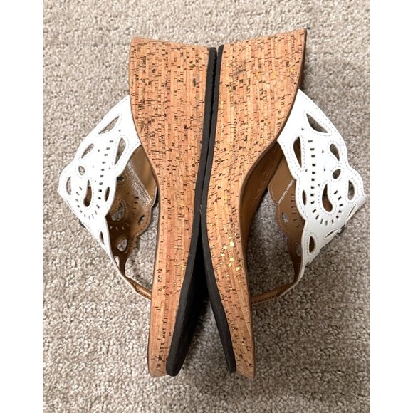 Clarks White Mimmey Anne Cork Wedge Sandal Size 9M Shoes Summer 2.5" Heels - Picture 6 of 8